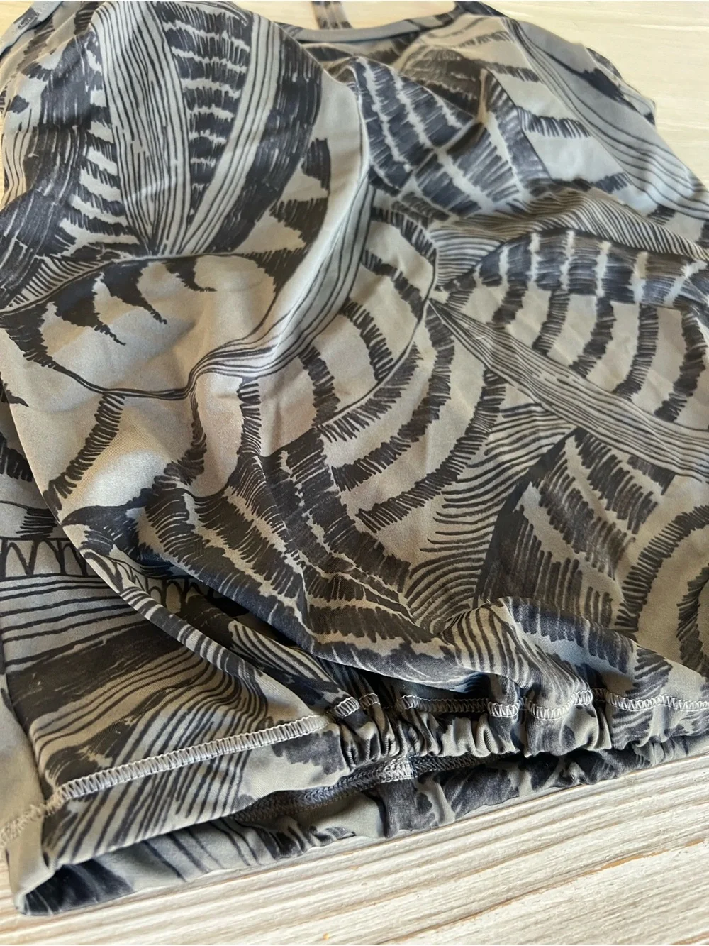 Athleta Green and Black Printed Spaghetti-Strap Tankini
